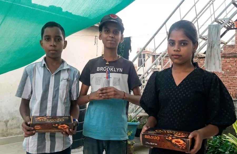 Students participating in outdoor classroom learning activity